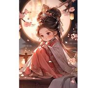 ECUCU Broderie Point De Croix Kit Complet Beau Costume Ancien Petite Fille Imprimé Point De Croix,D Pour Adultes Débutants