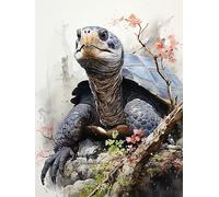 ECUCU Diamond Painting, Grosse tortue allongée sur un rocher DIY 5D Broderie Diamant, Peinture Diamant Strass Complet,Kit Diamant Painting pour Adultes et Enfants Artisanat Décor Murale À La Maison