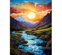 ECUCU Diamond Painting, Paysage de rivière dans la vallée, K, DIY 5D Broderie Diamant, Peinture Diamant Strass Complet,Kit Diamant Painting pour Adultes et Enfants Artisanat Décor Murale À La Maison