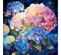 ECUCU DIY 5D Diamant Peinture Kits, Fleurs d'hortensia colorées Bricolage Diamond Pasted Painting Point de Croix Peinture Strass Broderie Craft pour Home Décoration Murale