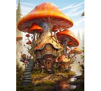 ECUCU Kit de broderie au point de croix pour adultes et enfants, Cabane Aux Champignons Dans La Forêt,B,50 * 70CM 11CT estampillés, à faire à l’aiguille, facile pour débutants