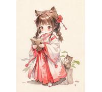 ECUCU kits de broderie, Petite fille lisant sérieusement, B, avec motifs et instructions pour débutants kits de point de croix pour adultes, avec 1 paire de ciseaux, fils et aiguilles de couleur