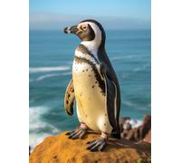 ECUCU Kits de Point de Croix Estampé Bricolage, Pingouin méditant sur la plage, K Kit Canevas Complet Avec Fils au Point de Croix, Broderie Point de Croix Kit Adulte Debutant