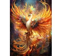 ECUCU Kits de point de croix pour adultes, Beau motif phénix, 30 x 40 cm., 11CT canevas point de croix,debutant broderie point de croix imprimé,décoration murale