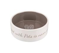 Trixie Mangeoire en Céramique avec Cœur Crème-Taupe pour Petit Animal Diamètre 16 cm 0,8 L