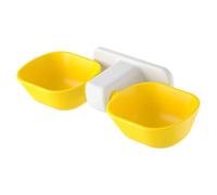 Écuelle Chat Murale Double Jaune en Plastique pour Alimentation | Distributeur Double de Nourriture pour Animaux, Facile à Nettoyer, Résistant aux Morsures, Décoratif