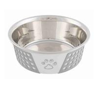 Trixie Bol en acier inoxydable avec silicone 0,75 L Ø 17 cm motif pour chien ou chat Blanc/Gris