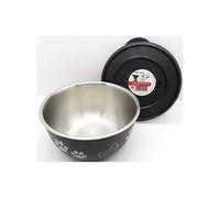 Flamingo Gamelle pour chien Kena inox noir et argent avec couvercle Taille M 800 ml