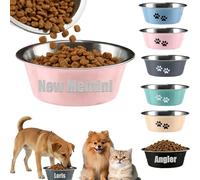 Écuelle pour Chien et Chat Personnalisable avec Texte- Acier INOX Lavable au Lave-Vaisselle - Fond Antidérapant Idéal comme Cadeau Personnalisé pour Animaux (L)