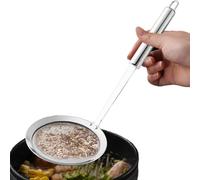 Écumoire avec poignée, cuillère à tamis à mailles fines - cuillère avec tamis à mailles fines, écumoir en acier inoxydable, louche avec tamis de cuisine pour écrémer la graisse et le sch