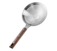 Écumoire de cuisine extra large avec manche en bois robuste - Passoire à écumoire en acier inoxydable 304, ustensiles de cuisine(26cm)