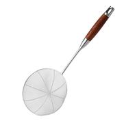 Écumoire en bois et acier inoxydable de 43,2 cm - Passoire à araignée | Passoire à friteuse de cuisine avec en, louche en fil métallique pour pâtes, friture, cuisine, tamis, facile