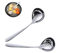 Ecumoire Inox 15cm Louche à Soupe Ecumoire Cuillère Perforée En Acier Inoxydable Passoire Cuillère Louche Cuillère à Fente Louche Avec Support Pour Sauces Jus De Viande Soupes Hot Pot Nouilles 2 Pcs