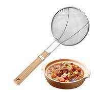 Écumoire pour cuisiner - Cuillère à filtre à huile | Acier inoxydable à mailles fines Finee fine avec poignée en bois | Mesh de cuisine professionnelle multifonctionnel P