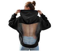 ECUNGWUA Hoodie Femme Chic et Élégant Sweat à Capuche Sexy Dos Nu Sweatshirt Décontracté Manche Longue Streetwear Vêtements (M)
