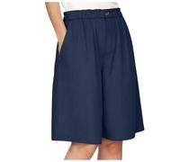 ECUNGWUA Short Fluide Femme Été Grande Taille Bermuda Large Taille Haute avec Cordon De Serrage Shorts De Plage Léger Ample Décontracté pour Chic Vacances Short Pantalon Court Coton