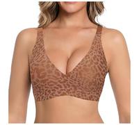 ECUNGWUA Sileor Soutien-Gorge Invisible Femme Léopard sans Armatures Brassière Confort sans Couture Rembourrée Légère Respirante Maintien Quotidien Grande Taille sans Fil Basique