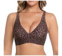 ECUNGWUA Sileor Soutien-Gorge Invisible Femme Léopard sans Armatures Brassière Confort sans Couture Rembourrée Légère Respirante Maintien Quotidien Grande Taille sans Fil Basique
