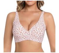 ECUNGWUA Sileor Soutien-Gorge Invisible Femme Léopard sans Armatures Brassière Confort sans Couture Rembourrée Légère Respirante Maintien Quotidien Grande Taille sans Fil Basique
