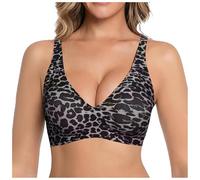 ECUNGWUA Sileor Soutien-Gorge Invisible Femme Léopard sans Armatures Brassière Confort sans Couture Rembourrée Légère Respirante Maintien Quotidien Grande Taille sans Fil Basique
