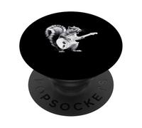 Écureuil à Bascule Jouant de la Guitare électrique Vintage Nouvel an PopSockets PopGrip Adhésif