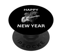 Écureuil à Bascule Jouant de la Guitare électrique Vintage Nouvel an PopSockets PopGrip Adhésif