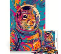 Écureuil Astronaute dans l'espace Puzzle de 1000 pièces pour Adultes Stimule Le Cerveau Passe-Temps agréable Assemblage Solide Cadeau attentionné (50x75cm)