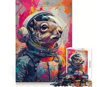 Écureuil Astronaute de l'espace Puzzle de 1000 pièces pour Adultes Exercice de raisonnement Évasion méditative Bords de qualité supérieure Cadeau de Noël (50x75cm)