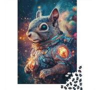 Écureuil Astronaute Puzzle 1000 Pièces Papier Puzzle pour Adultes Thème Spatial Jeu en Famille Décoration Cadeau 70x50cm/1000pcs