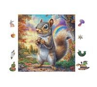 Écureuil avec Arc-en-Ciel 100 Pieces Casse-tête Personne Âgée en Carton Anti-Déchirure Facile Débutant Thérapie Occupationnelle Anti-Stress Petit Prix 28x28cm