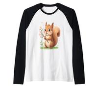 Écureuil avec Fleur Illustration Animale Manche Raglan