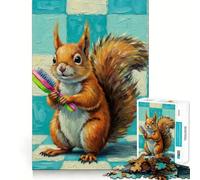 Écureuil avec Pinceau Puzzle de 1000 pièces pour Adolescents Jeu de réflexion et de Loisirs Design élégant Cadeau raffiné 38x52cm