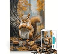 Écureuil avec Une Noisette dans Une forêt d'automne Puzzle de 1000 pièces pour Adultes Jeu Intelligent Anti-Stress Modèle à Assembler Surprise de Noël 38x26cm