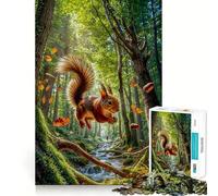 Écureuil bondissant dans la forêt Puzzle de 1000 pièces pour Adolescents Jeu de logique Solide Loisirs Amusants Bords Nets Objet de Collection 50x75cm