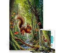 Écureuil bondissant dans la forêt Puzzle Difficile pour Adultes 1000 pièces Jeu Intelligent et Amusant Découpe précise Cadeau Artistique 38x26cm