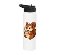 Écureuil buvant du café graphique écureuil Kawaii Anime Stainless Steel Insulated Water Bottle