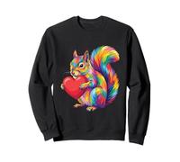Écureuil câlin Valentine Cœur Couleur Critters Arc-en-Ciel Sweatshirt
