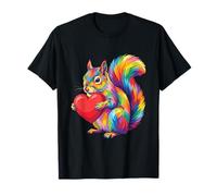 Écureuil câlin Valentine Cœur Couleur Critters Arc-en-Ciel T-Shirt