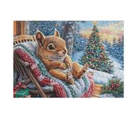Écureuil Chaise à Bascule de Noël Puzzle 300 Pièces pour Adultes Design Moderne Educa 3D Divertissement Créatif Cadeau Original Décoration Murale 300 PCS