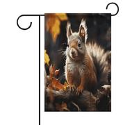 Écureuil dans les bois Décorations de Pâques pour l'extérieur avec couleurs vives, drapeau de jardin double face 30,5 x 45,7 cm, décorations de printemps pour porche, terrasse, pelouse, décoration de