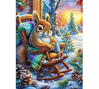 Écureuil dans Un Rocking-Chair 1000 Pieces Casse-tête pour Ado en Carton Haute Densité Épais Mythes Animal Plante Facile Débutant Jeu De Société Soirée Entre Amis Cadeau Fête des Pères 1000 PCS