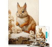 Écureuil dans Une forêt enneigée Puzzle de 1000 pièces pour Adultes Jeu de réflexion Amusant et décontracté Découpe de précision Cadeau Artistique 38x26cm