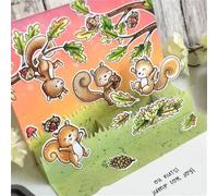 Écureuil d'automne et pomme de pin Tampons Transparents et Matrices de Découpe, Scrapbooking, Album Photo, Cartes Décoratives, Gaufrage, Artisanat