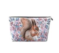 Écureuil De Dessin Animé avec des Fleurs, Trousse de Toilette Trousse de Maquillage Sac à cosmétiques Trousse de Toilette de Voyage Portable