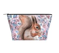 Écureuil De Dessin Animé avec des Fleurs, Trousse de Toilette Trousse de Maquillage Sac à cosmétiques Trousse de Toilette de Voyage Portable