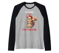 Écureuil de Noël avec Ordinateur Portable Coffee IV Everything is Fine Manche Raglan