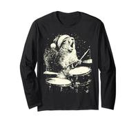 Écureuil de Noël Jouant de la Batterie Animal Batteur Punk Grunge Manche Longue