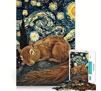 Écureuil Dormant sous Un Ciel étoilé Puzzle de 1000 pièces pour Adolescents Idée Cadeau de Saison relaxante et Amusante 38x52cm