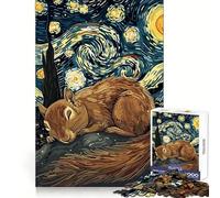 Écureuil Dormant sous Un Ciel étoilé Puzzle de 1000 pièces pour Adolescents Idée Cadeau de Saison relaxante et Amusante 38x52cm