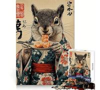 Écureuil en Kimono Mangeant Puzzle de 1000 pièces pour Adultes Jeu Smart Reason Lien Familial Bords Lisses Décoration Artistique 50x75cm